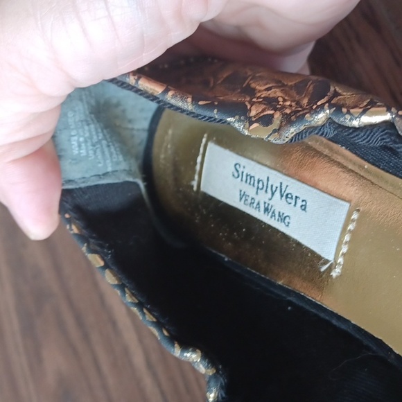 Simply Vera Wang Peep Toe Flats w/Embellishment - Gold/Black - 6 - Picture 6 of 6